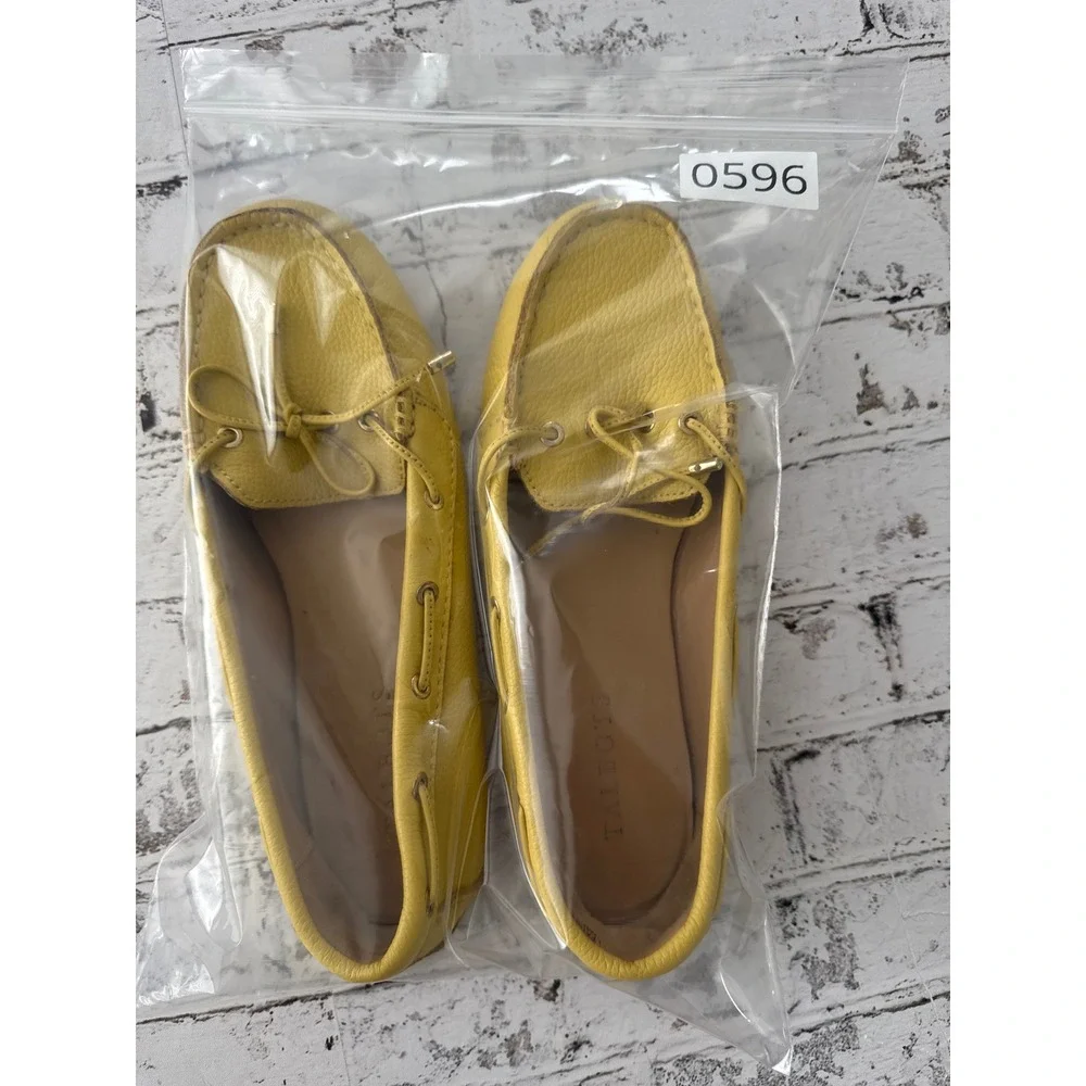 Talbots Womens Yellow Pebbled Leather Driving Loafers Moccasins Size 6.5 0596